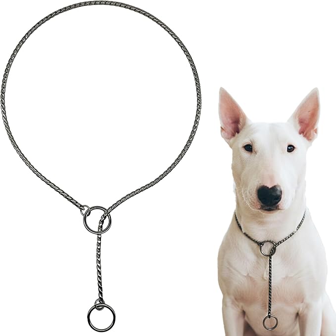 Dog P Snake Chain Chrome Plated Metal Dog Training Choke/Collar-Fully Guaranteed Against Rust Tarnish or Breakage-Recommended for Professional Training (Black, 5mm * 26")