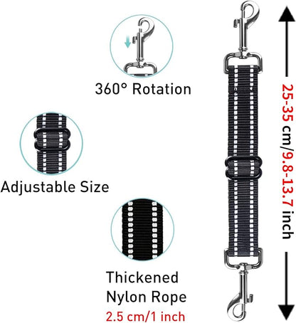 Dog Safety Collar Clip Backup Clip Bathtub Leash,Dog Backup Safety Strap Adjustable Reflective Double Ended Clasp Leash Connector (2 Pcs Thickening)