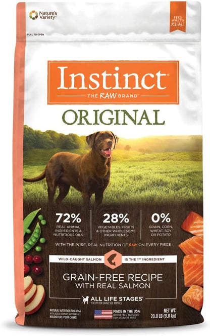 Instinct Original Dry Dog Food, Raw Coated Kibble, High Protein, Grain Free Recipe - Real Salmon, 20 lb. Bag