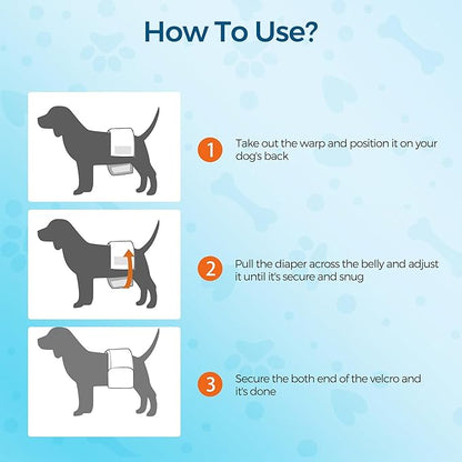 Bestle Male Dog Wrap, Disposable Dog Diapers, 40 Count, S (Waist 16.5”-19.7”), Wetness Indicator, Ultra Protection, Leak Proof, Super Absorbent, Soft