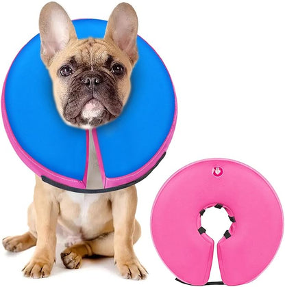 MIDOG Soft Inflatable Dog Cone, Donut E-Collar Alternative for After Surgery, Prevents Licking, Allowing Normal Eating & Vision,Comfortable Recovery Collar for Small Medium Large Dogs&Cats,PinkBlue-M