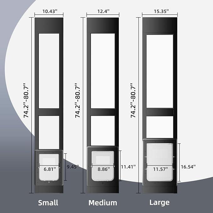 Dog Door for Sliding Glass Door with Magnetic Plastic Flat, Sliding Door Pet Doggie Door Insert with Lock, Adjustable Height No-Cut Required Doggy Door Access Renters, Apartments, Patio (Black, L)