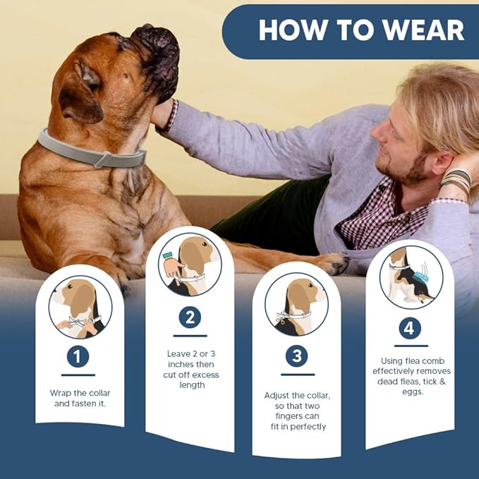 Flea Collar for Dogs, Tick and Fleas Collar for Large Dog, Adjustable Dog Tick Collars for Medium & Large Breeds, Sturdy with 8 Months Protection-Pack of 2