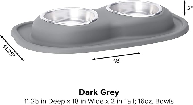 WeatherTech Double Low Pet Feeding System - Compact and Portable Dog/Cat Food and Water Station - 16 oz (2 Cups) Light Grey (DL1602LG)