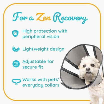 ZenPet Recovery Cone E-Collar for Dogs & Cats – Soft, Comfortable, Safe & Stress-Free Healing After Surgery, Adjustable Design, Secure Custom Fit (Small)