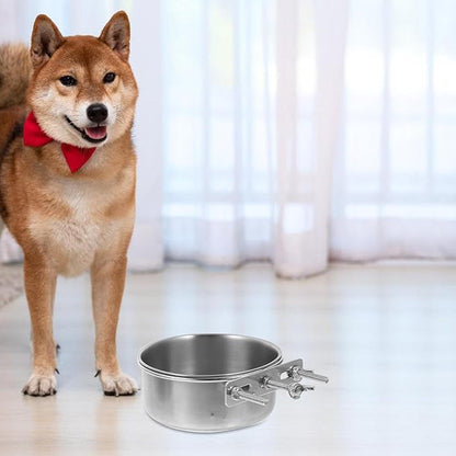 FRCOLOR 2pcs Stainless Steel Dog Bowls Large Capacity Anti-tip Food and Water Containers 10x4.5cm 12x5cm for Home Use Pet Feeding Supplies