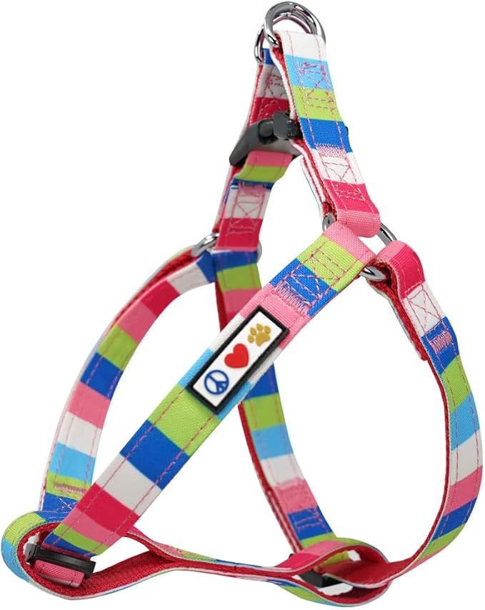 Pawtitas Multicolor Step-in Dog Harness – Adjustable No-Pull Vest for Puppies to Seniors, Safe & Comfortable XS Pink/Blue/Teal/Green