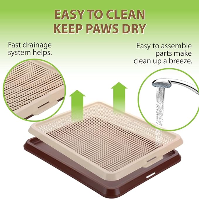 BANU Puppy Pee Pad Holder Indoor Outdoor Dog Potty Toilet Training Tray 20" x 16" for Small and Medium Dogs (Ivory)