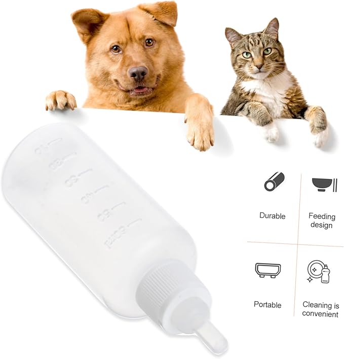 WOONEKY 2sets Pet Nursing Bottle Set for Cats and Dogs Milk Feeder for Puppies and Kittens Easy to Use Safe for Pets Portable Design for Travel