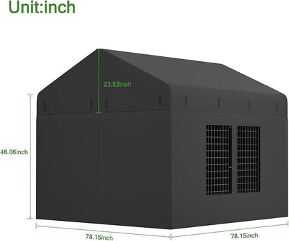 Petony Outdoor Dog Kennel Cover 79" W x 79" D x 72.5" H