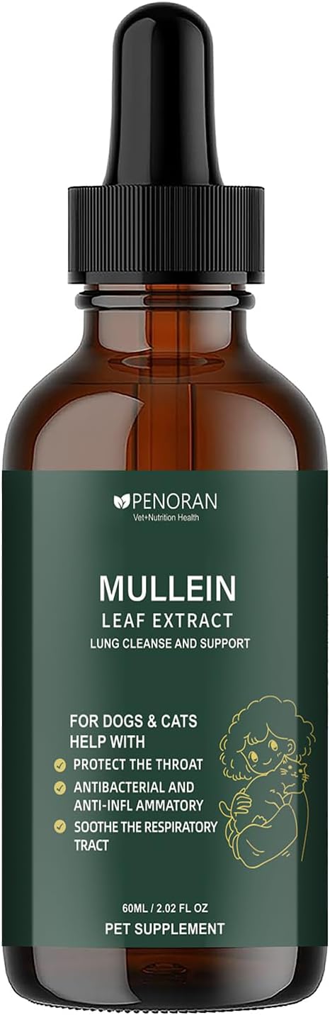 Pet Mullein Lung & Cough Drops for Dogs & Cats, Cough, Hoarseness, Easy Breathing, Lung Cleanse and Support, Better Lungs, Soothes Throat Discomfort - ﻿100% Natural and Efficient ﻿ ﻿ ﻿
