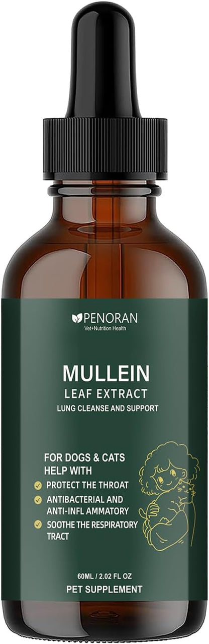 Pet Mullein Lung & Cough Drops for Dogs & Cats, Cough, Hoarseness, Easy Breathing, Lung Cleanse and Support, Better Lungs, Soothes Throat Discomfort - ﻿100% Natural and Efficient ﻿ ﻿ ﻿