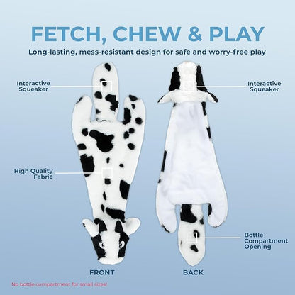 Best Pet Supplies Squeaky Dog Toys with Soft Durable Fabric for Small, Medium and Large Pets Interactive Toy for Indoor Play, Supports Active Biting and Play - Cow, Monkey, Small
