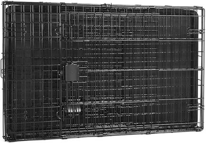 Amazon Basics Portable, Easy to Assemble, Foldable Metal Wire Dog Crate with Removable Tray, Double Door, Divider Panel, Handle, 36" x 23" x 25", Black