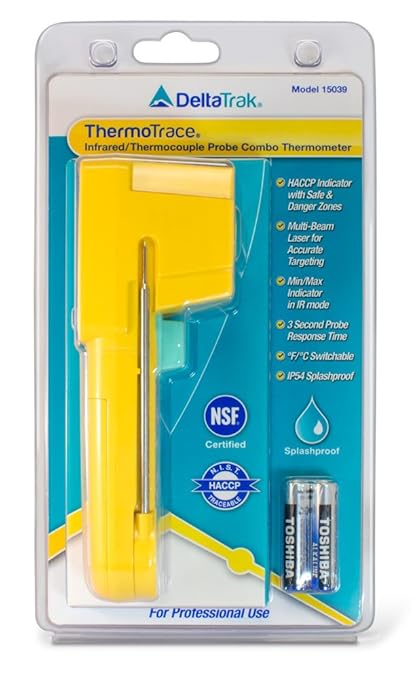 DeltaTrak 15039 Fast Accurate HACCP Infrared Thermocouple Probe Combo Thermometer Internal External Temperature