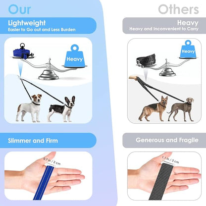 AUTOWT Double Dog Leash, No Tangle 360°Swivel Rotation Reflective Lead Attachment Adjustable Length Dual Two Dogs Lead Splitter, Comfortable Shock Absorbing Walking Training for 2 Dogs