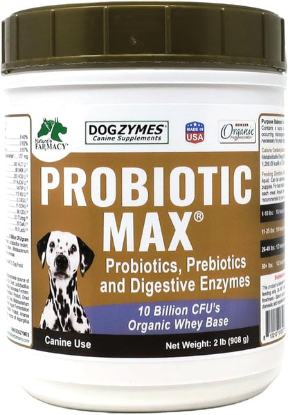 Dogzymes Probiotic Max -10 Billion CFU's Probiotics, Prebiotics, Digestive Enzymes (2 Pound)