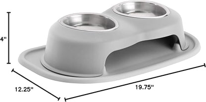 WeatherTech Double High Pet Feeding System - Elevated Dog/Cat Bowls - 4 inch High Light Grey (DHC1604LGLG)