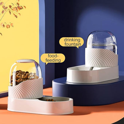 Dog Automatic Feeders, Pet Automatic Food Feeder and Drinker Dog Travel Supplies Feeder and Drinker For Cat Rabbit Pet Animal (Pearl White)