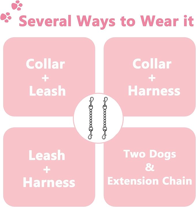 2 PCS Dog Collar Metal Safety Clip, Harness Collar Leash Chain Connector, Heavy Duty Double End Spring Backup Buckle Clasp, Escape-Proof Safety Accessory (Medium, Black)