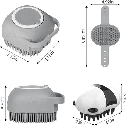 Comotech 3PCS Dog Bath Brush | Dog Shampoo Brush |Scrubber for Bath | Grooming/Washing Brush Scrubber (Gray Gray White)