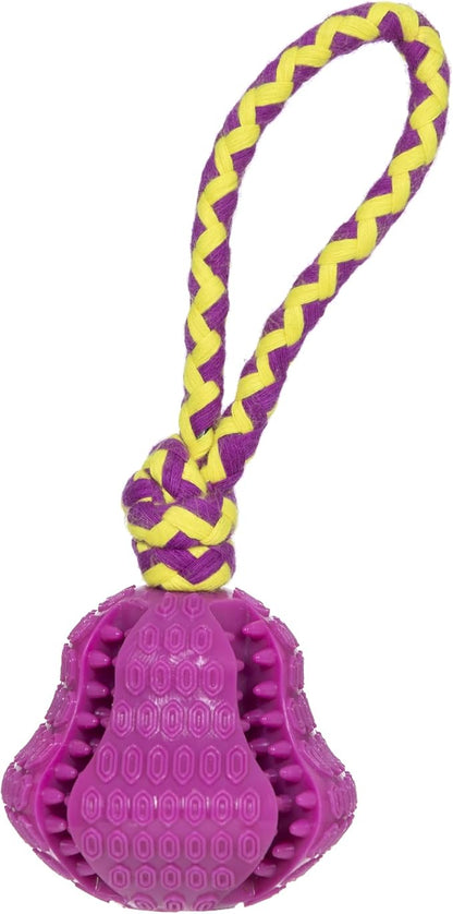 Hank & Harley Dog Treat Toy- Entertain with Food & Treat Dispensing, Fetching and Chewing Toys. Amazing Durability, Dishwasher Safe, BPA Free Non-Toxic Rubber (Toy & Rope)