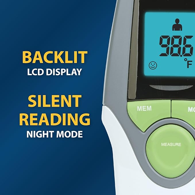 Veridian Healthcare Infrared Thermometer | Forehead Measurements | 1-Second Readout | Hygienic Non-Contact | Whole Family Care | 3-Year Warranty