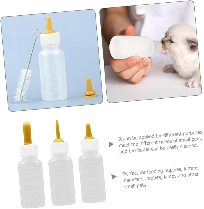 balacoo 3pcs Silicone Pet Bottle Kit Kitten Milk Bottle for Cats Dogs Small Nursing