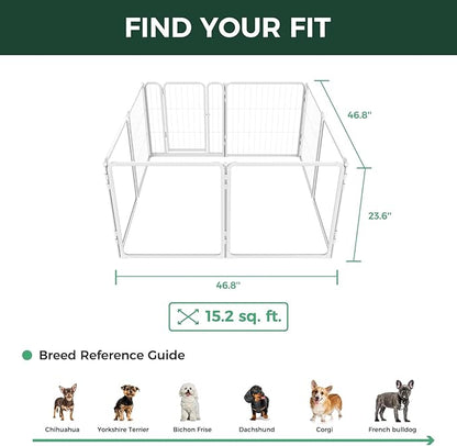 FXW AuraSpace Pro Acrylic & Wire Mesh Indoor Dog Playpen, 24" Height 8 Panels Metal Dog Pen for Puppies & Small Dogs, White│Patented