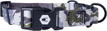 Wolfgang Heavy Duty Martingale Dog Collar with Quick Release Nylon Buckle for Walking & Training, Hideout Print, Medium