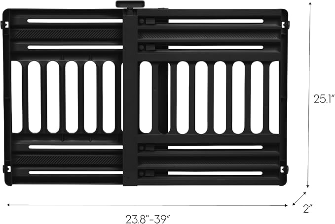 IRIS USA 24"-39" Dog Gate, Adjustable Indoor Pet Barrier, Pet Gate for Puppy, Small Dog, Cat, Easy Twist-to-Lock for Doorways & Stairs, Portable, Expandable, 25" Tall, Black