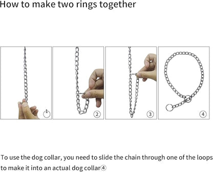 Chain Collar for Dogs,Silver Stainless Steel Training Slip P Choke Puppy Chains Link Martingale Collars for XXS XS Small Medium Large Breed Dogs, L