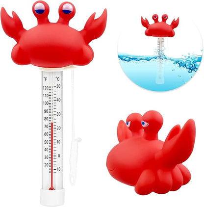 XY-WQ Floating Pool Thermometer, Large Size Easy Read for Water Temperature with String - Swimming Pools, Spas, Hot Tubs, Ponds (Crab)