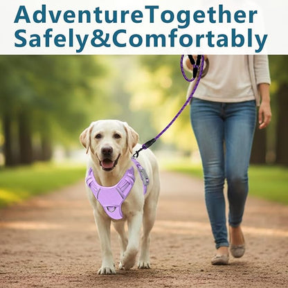 BARKBAY Dog Harness No Pull Oxford with ID Tag Pocket - Heavy Duty, Reflective, Easy Control for Large Dogs(Violet Purple Oxford,XL)