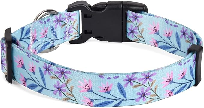 Mihqy Dog Collar with Bohemia Floral Tribal Geometric Patterns - Soft Ethnic Style Collar Adjustable for Small Medium Large Dogs(Floral Purple,XS)
