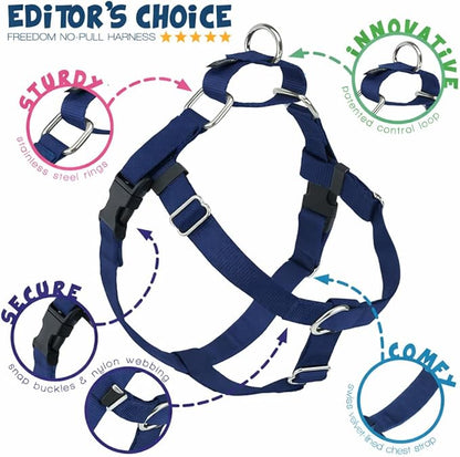 2 Hounds Design Freedom No Pull Dog Harness, Adjustable Harness, Easy Walking & Comfortable Control, Fits Small, Medium & Large Dogs, Solid Colors, Made in USA, 1" MD, Navy