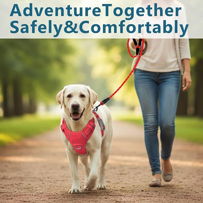BARKBAY Dog Harness No Pull with ID Tag Pocket - Heavy Duty, Reflective, Easy Control for Large Dogs(Red,XL)