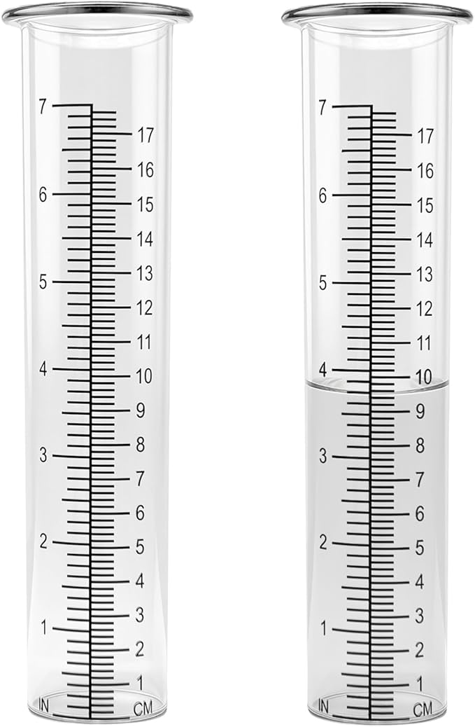 YJFWAL 2Pack 7" Plastic Rain Gauge Replacement Tube, 8.26 x 2.26 inches Cold Resistance Crack Resistance for Outdoor Yard Garden Lawn