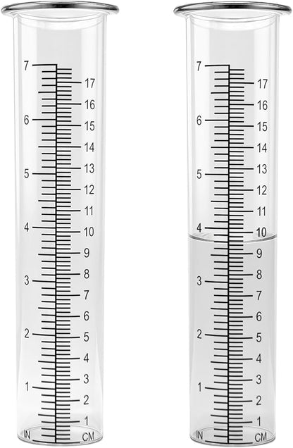YJFWAL 2Pack 7" Plastic Rain Gauge Replacement Tube, 8.26 x 2.26 inches Cold Resistance Crack Resistance for Outdoor Yard Garden Lawn