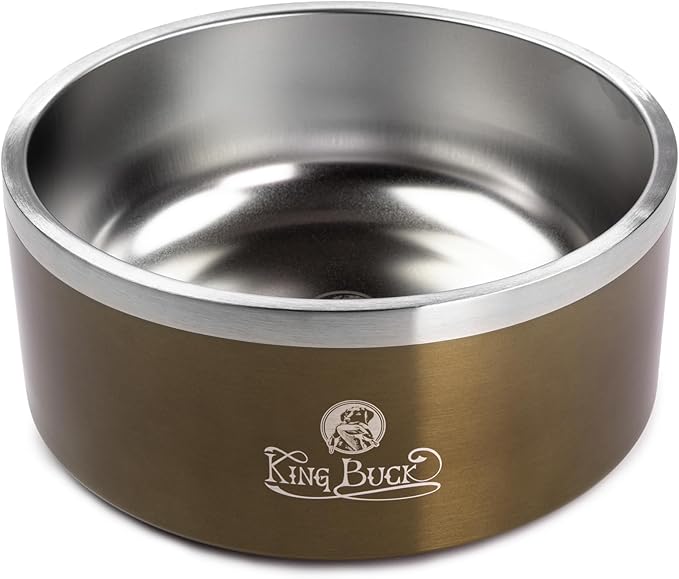 King Buck Thermal Dog Bowl, Antique Bronze, 8 Cup Size