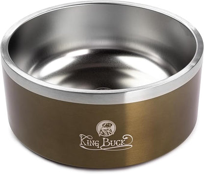 King Buck Thermal Dog Bowl, Antique Bronze, 8 Cup Size