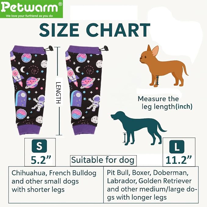 PetWarm Dog Recovery Sleeve 4pcs Set, Dog Leg Sleeve, Ideal for Comfort and Support During Pet Recovery, Suitable for Active or Support Recoverying Pet Use, Purple, L
