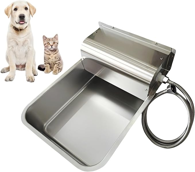 Automatic Water Dispenser for Dogs Large, Outdoor Dog Water Dispenser, 304 Stainless Steel Auto Filling Dog Water Bowl, Suitable for Horses, Chickens, Dogs, Livestock, Easy to Clean
