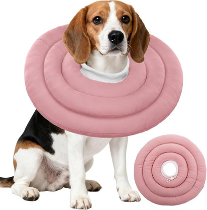 IDOMIK Dog Recovery Collar, Waterproof Soft Dog Cone After Surgery, Comfy Protective Elizabethan Collar Alternative for Dogs Cats, Adjustable Pet Neck Donut Cone Anti-Licking Biting Wounds,Pink,XL