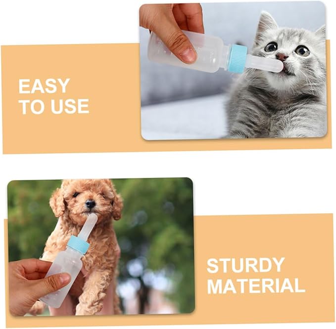 WOONEKY 2pcs Kitten Milk Bottle Puppy Feeding Bottles for Small Animals Optimal Capacity Convenient Design for Kittens and Puppies and Easy to Use