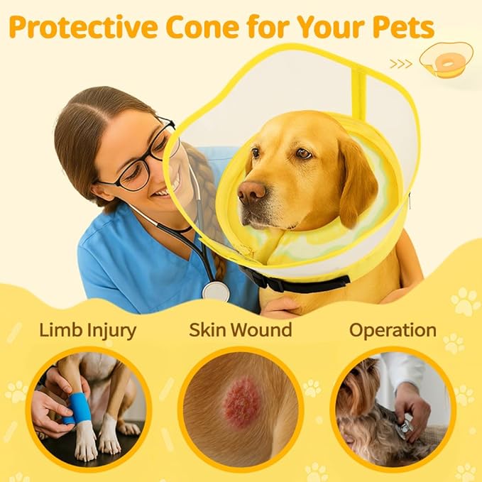 Soft Dog Cone Collar, Inflatable Cones Alternative After Surgery with Anti-Lick Shield, for Large/Medium/Small Dogs to Stop Licking, Elizabethan Neck Ecollars of Shame, Comfy Pillow E Recovery