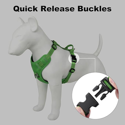 Plutus Pet No Pull Dog Harness, Reflective Adjustable Dog Vest Harness with Handle, Escape Proof, Soft Padded for Small Medium Large Dogs (Green, M)