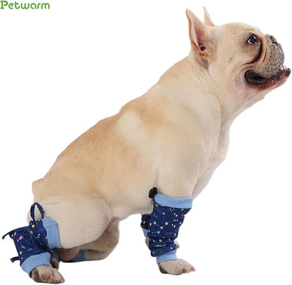 PetWarm Dog Recovery Sleeve 4pcs Set, Dog Leg Sleeve, Ideal for Comfort and Support During Pet Recovery, Suitable for Active or Support Recoverying Pet Use, Blue, L