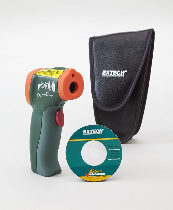 Extech IR400 Mini Infrared Thermometer with Laser Pointer, -4 to 630°F (-20 to 330°C) Non-Contact Surface Temperature Gun, Compact Handheld Design with Backlit LCD and Auto Power Off