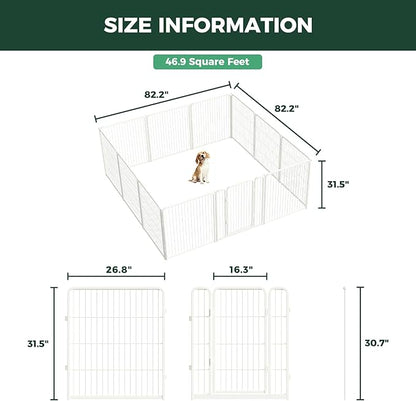FXW Homeplus Unleashed Indoor Dog Playpen - Stress-Free and Safe Play, Heavy Duty 32 Inch 12 Panels Dog Pen for Small and Medium Dogs, White│Patented